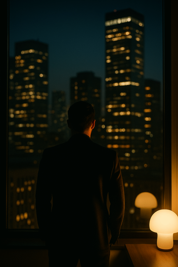 mezczyzna na tle miasta